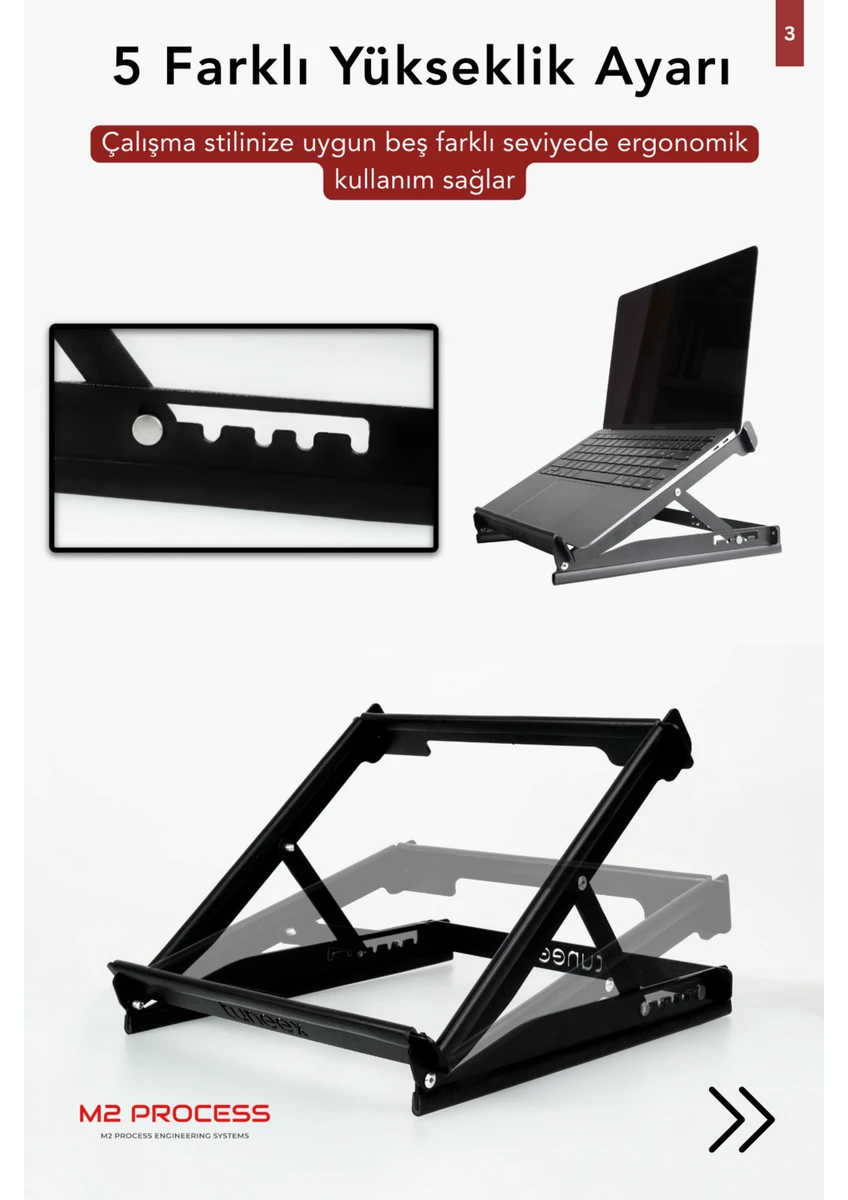 Çelik Laptop Standı Notebook Macbook Yükseltici Tüm Modellerle Uyumlu Altlık 5 Açılı Ayarlanabilir